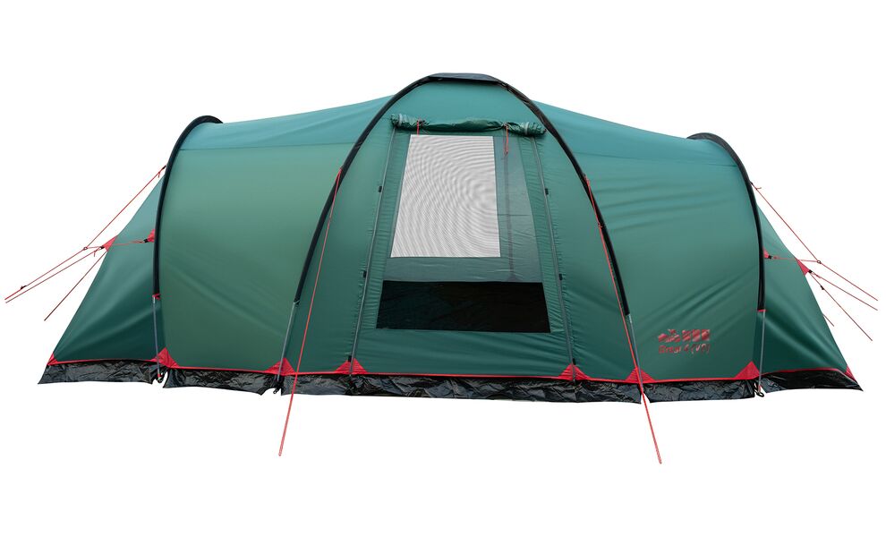 9-місний кемпінговий намет Tramp Brest 9 V2: на 3 спальні, Кількість місць: 9, Колір: Storm Green/Red, зображення 6