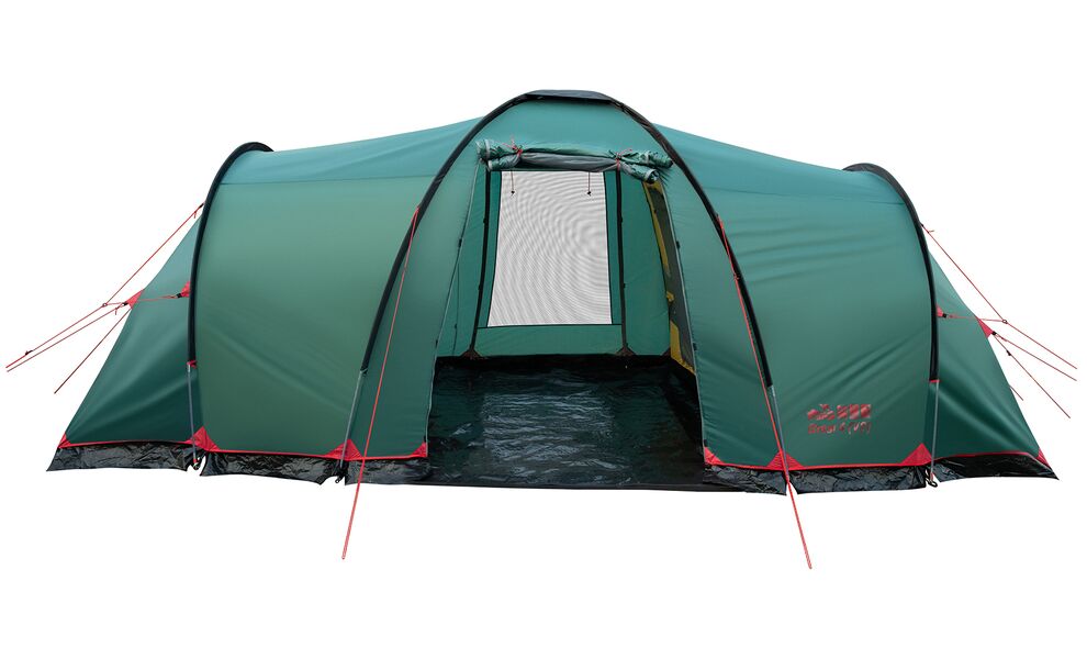 6-місний кемпінговий намет Tramp Brest 6 V2: на 2 спальні, Кількість місць: 6, Колір: Storm Green/Red, зображення 8