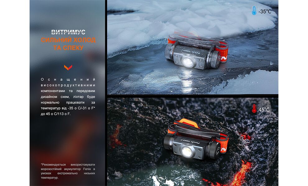 Налобний ліхтар з акумулятором Fenix HM62-T V2.0 (Magma) з червоним світлом, USB Type-C, Колір корпусу: Magma, зображення 18