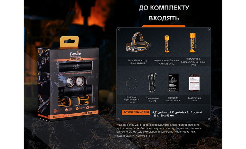 Налобний ліхтар з акумулятором та функцією павербанк Fenix HM75R з червоним світлом, USB Type-C, зображення 6