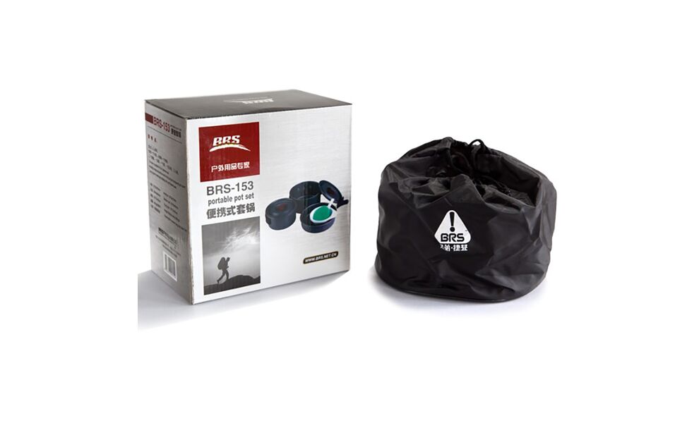 Туристичний набір посуду з чохлом BRS-153 на 3 особи: 2 каструлі, сковорода, 3 миски, зображення 4