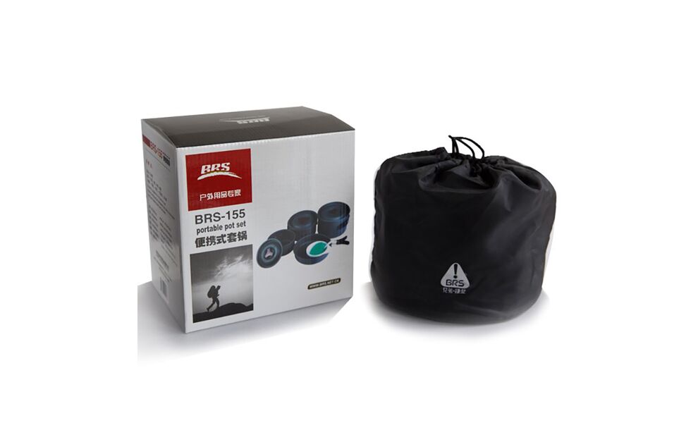 Туристичний набір посуду з чохлом BRS-155 на 5 осіб: 3 каструлі, сковорода, 5 мисок, зображення 4
