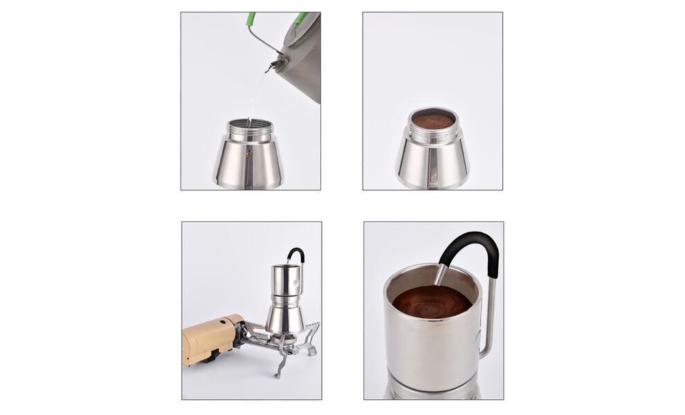 Туристична кавоварка для пальника BRS-TC05, 250+500 мл, Об'єм: 0,25, зображення 5