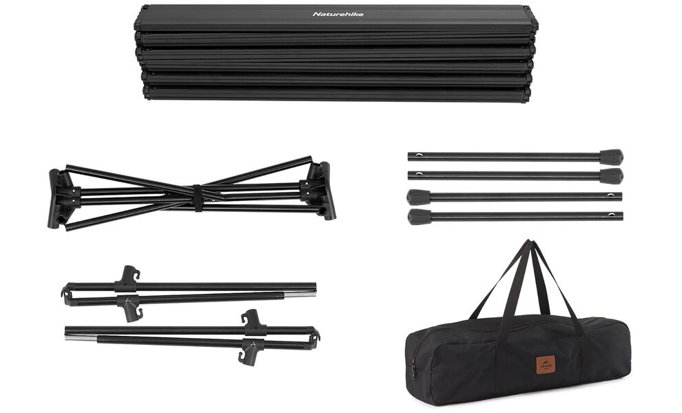 Розкладний стіл з алюмінію Naturehike CNH22JU037 - 75,5x55,5x34,5 см, Колір: Black, зображення 4