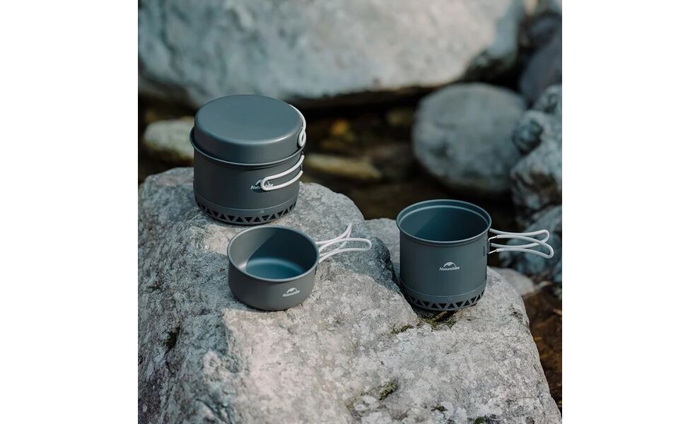 Похідний набір посуду з теплообмінником Naturehike CNK2300CJ0002 на 1,8 л: каструля, миска, Тип комплекту: 1,8 л, зображення 5