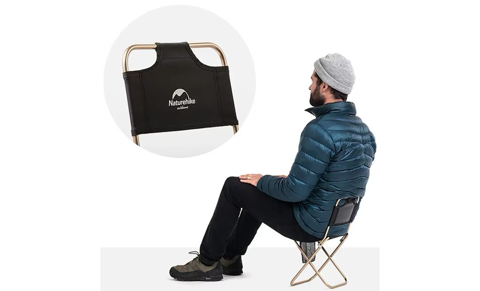 Компактний розкладний стілець на природу Naturehike NH18M001-Z (Black), Колір виробника: Black, зображення 6
