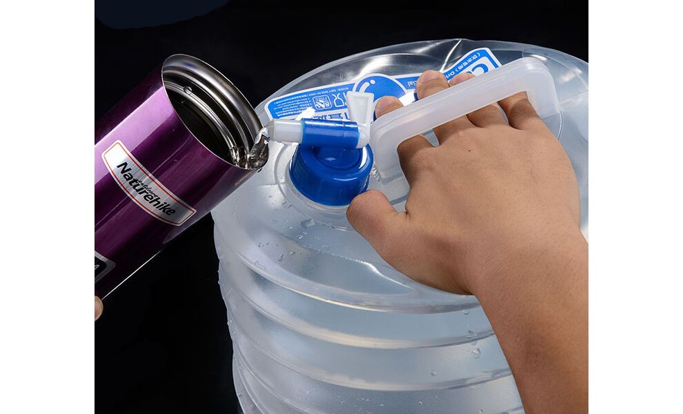 Туристична складна каністра для води з краном Naturehike NH14S002-T на 15 л, Об'єм: 15, Колір виробника: прозорий, зображення 4