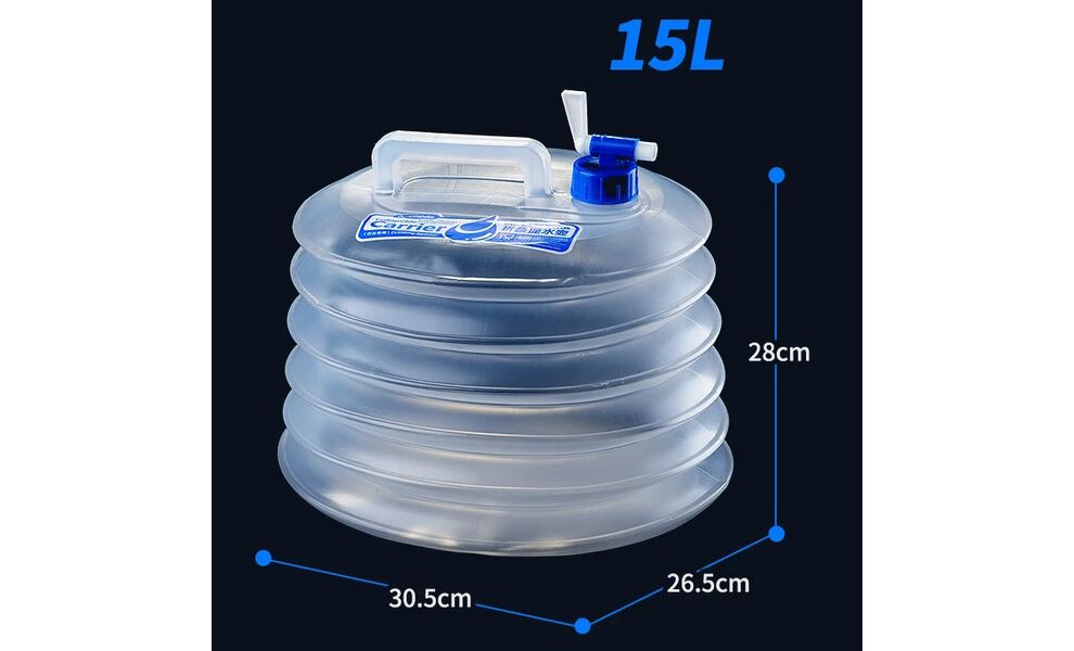 Туристична складна каністра для води з краном Naturehike NH14S002-T на 15 л, Об'єм: 15, Колір виробника: прозорий, зображення 2