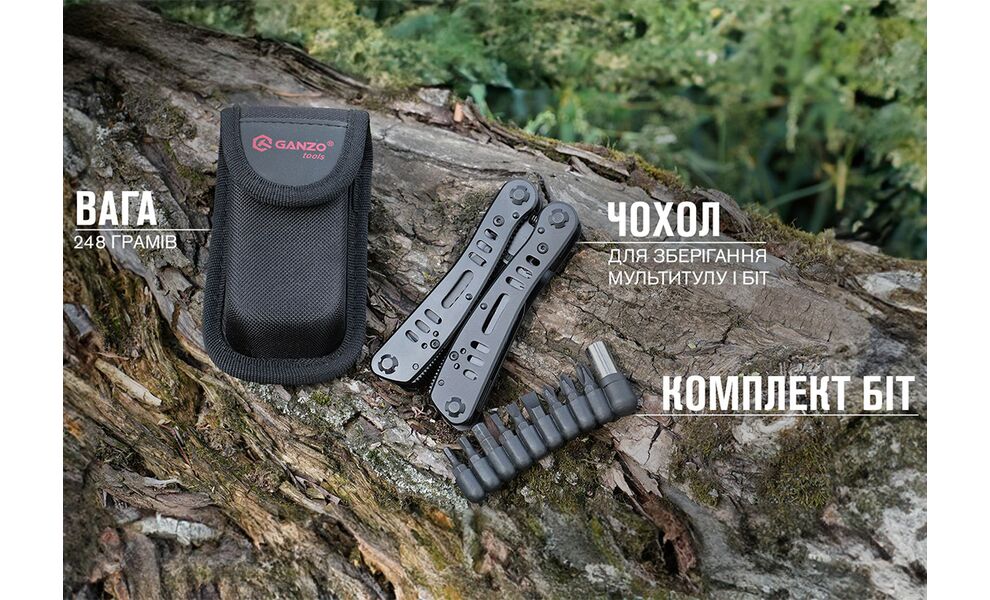 Мультитул з чохлом та бітами Ganzo G103 - 12 функцій, зображення 19