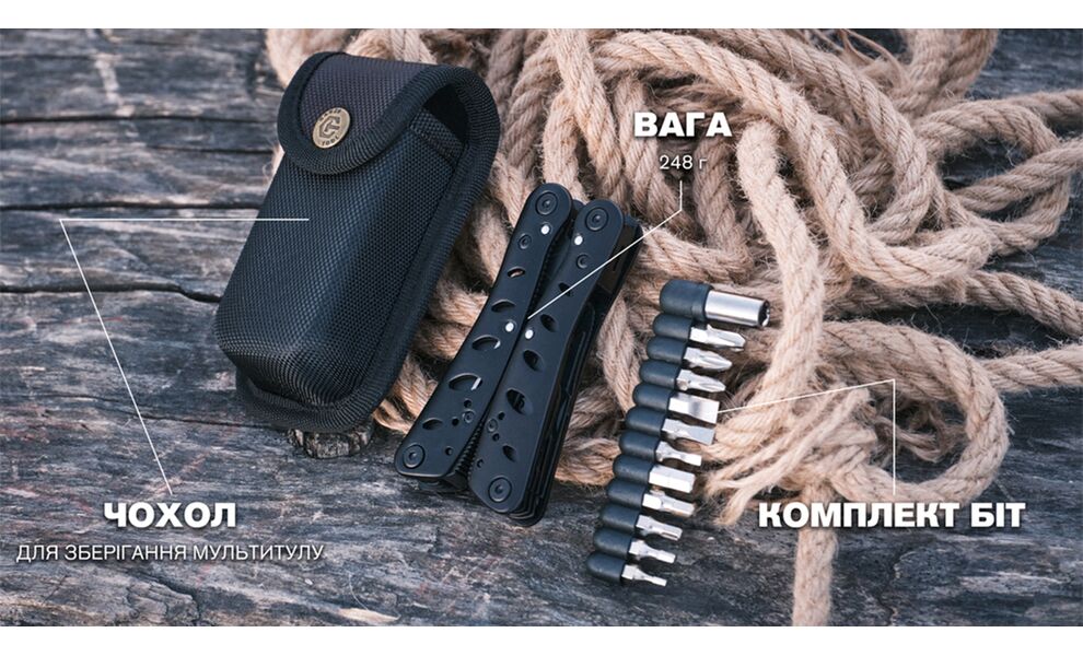 Мультитул з чохлом та бітами Ganzo G205-B - 11 функцій, зображення 7