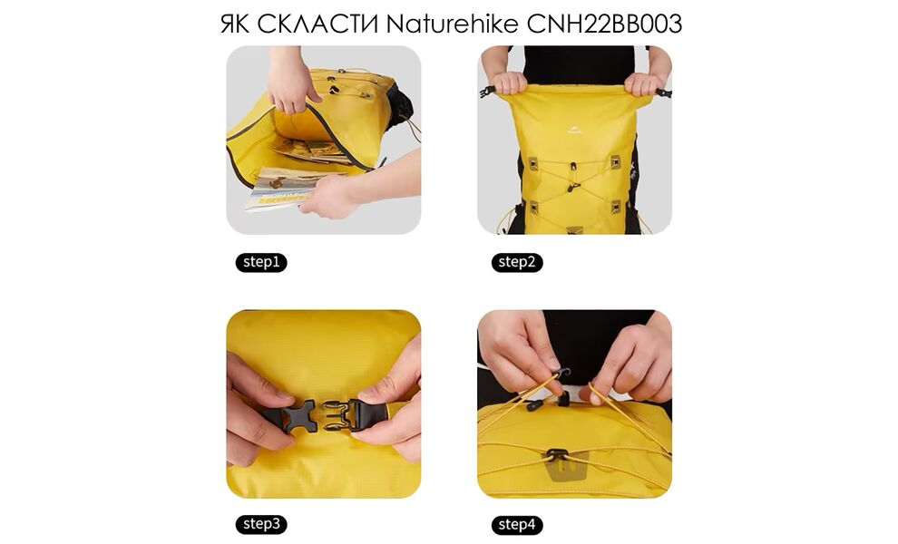 Герморюкзак Naturehike CNH22BB003 (Yellow), 25 л, зображення 4