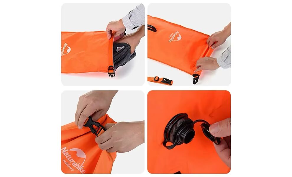 Гермомішок Naturehike NH17S001-G (Orange), 28 л, Об'єм: 28, Колір виробника: Orange, зображення 8