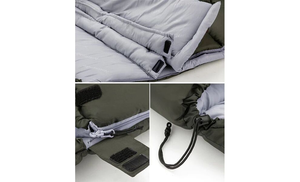 Демісезонний кемпінговий спальник-ковдра Naturehike NH20MSD07 - U250 (Brown) до 3°C: з капюшоном, Максимальний зріст користувача: 195, Колір: Brown, Сторона застібки: ліва, зображення 3