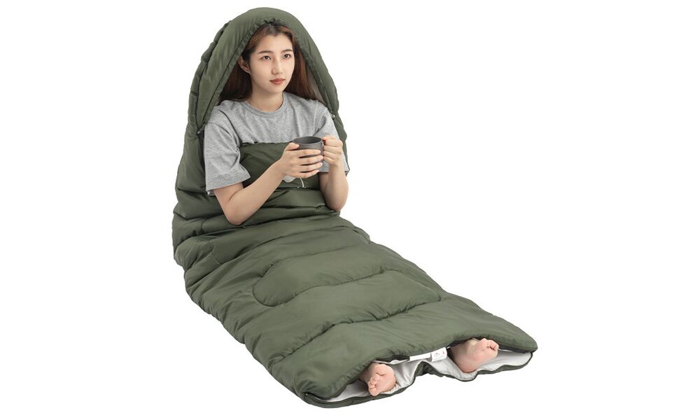 Демісезонний кемпінговий спальник-ковдра Naturehike NH21MSD08 - Y150 L (Blue) до 7°C: з капюшоном, Колір: Blue, Сторона застібки: права, зображення 5