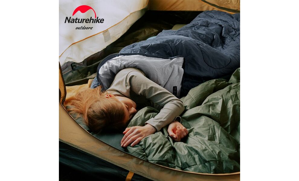 Демісезонний кемпінговий спальник-ковдра Naturehike NH21MSD08 - Y150 L (Blue) до 7°C: з капюшоном, Колір: Blue, Сторона застібки: ліва, зображення 8
