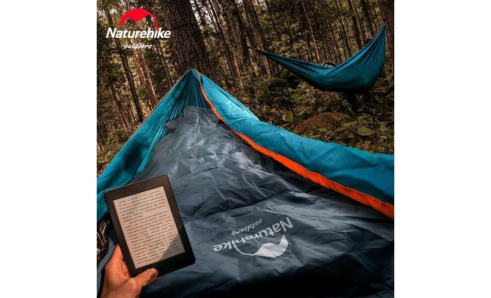 Демісезонний кемпінговий спальник-ковдра Naturehike NH21MSD08 - Y150 L (Blue) до 7°C: з капюшоном, Колір: Blue, Сторона застібки: ліва, зображення 10