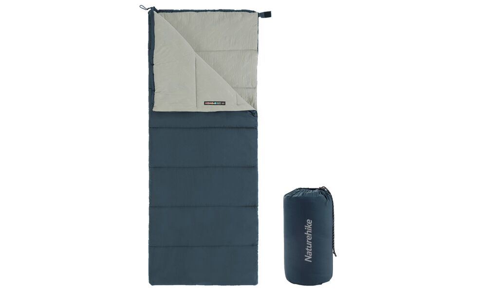 Демісезонний кемпінговий спальник-ковдра Naturehike NH22MSD05 - F150 (Dark Blue) до 7°C, Максимальний зріст користувача: 185, Колір: Dark Blue, Сторона застібки: права, зображення 2