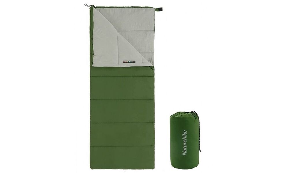 Демісезонний кемпінговий спальник-ковдра Naturehike NH22MSD05 - F150 (Green) до 7°C, Максимальний зріст користувача: 185, Колір: Green, Сторона застібки: права, зображення 2