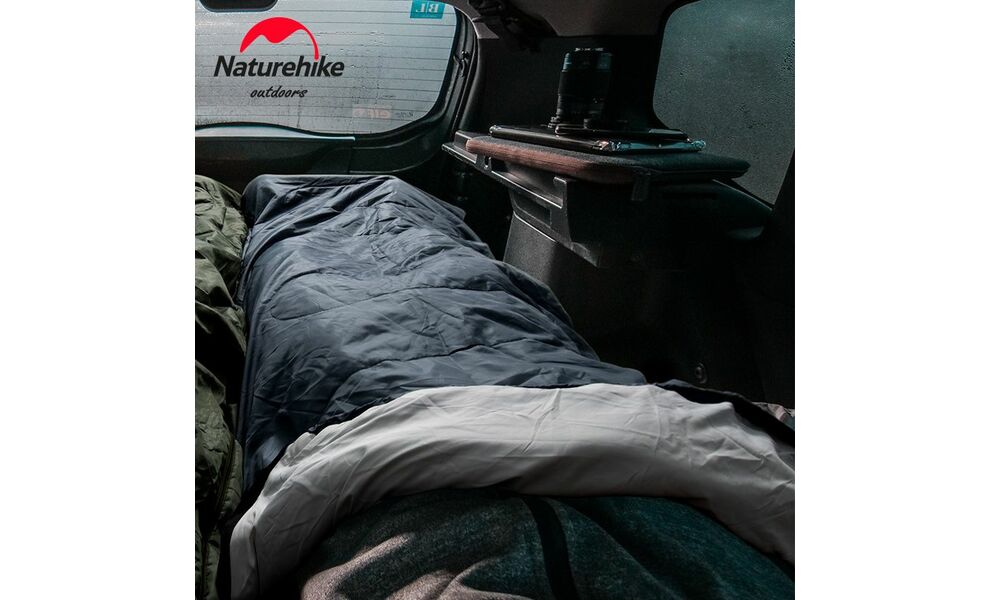 Демісезонний кемпінговий спальник-ковдра Naturehike NH21MSD08 - Y150 L (Dark Green) до 7°C: з капюшоном, Колір: Dark Green, Сторона застібки: ліва, зображення 9