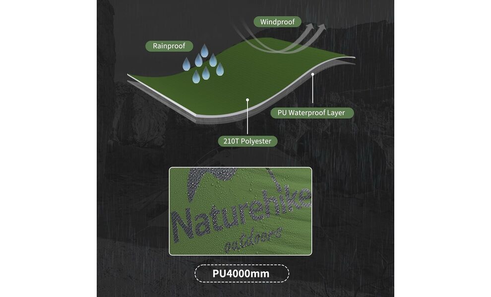 2-місний ультралегкий намет Naturehike NH17T007-M Mongar 2 - 210T (Forest Green): двошаровий, Кількість місць: 2, Колір: Forest Green, зображення 7