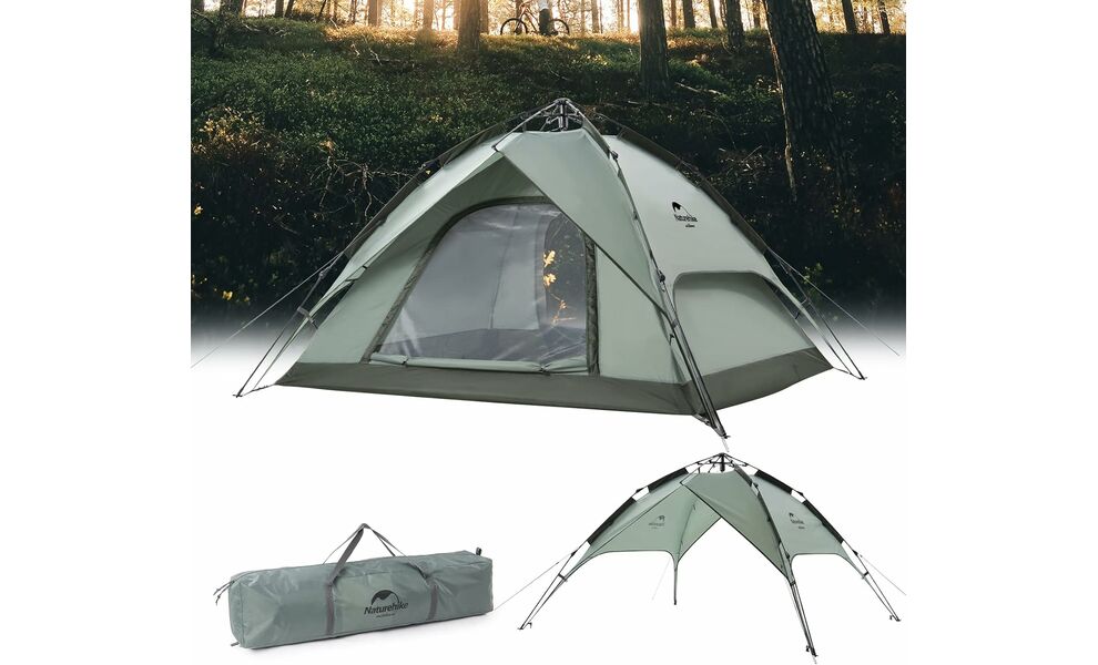 3-місний автоматичний намет Naturehike NH21ZP008 Pop Up 3: двошаровий, Кількість місць: 3, Колір: Green, зображення 5