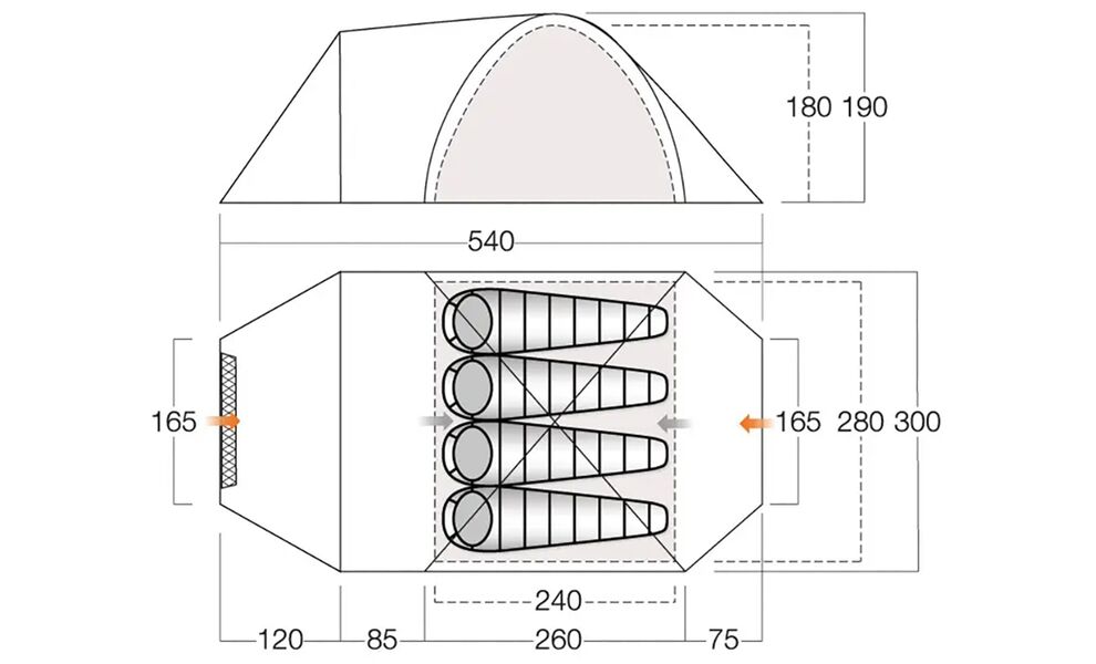 4-місний кемпінговий намет Vango Mokala 450, Кількість місць: 4, Колір: Mineral Green, зображення 2