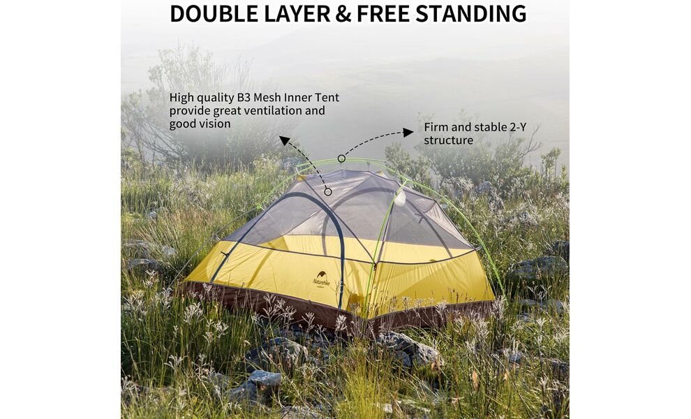 2-місний ультралегкий намет Naturehike NH17T012-T Star-River 2 - 210T: двошаровий, Кількість місць: 2, Колір: Green, зображення 8
