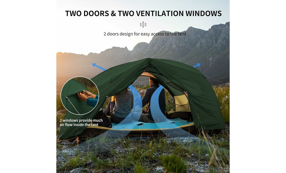 2-місний ультралегкий намет Naturehike NH17T012-T Star-River 2 - 210T: двошаровий, Кількість місць: 2, Колір: Green, зображення 7