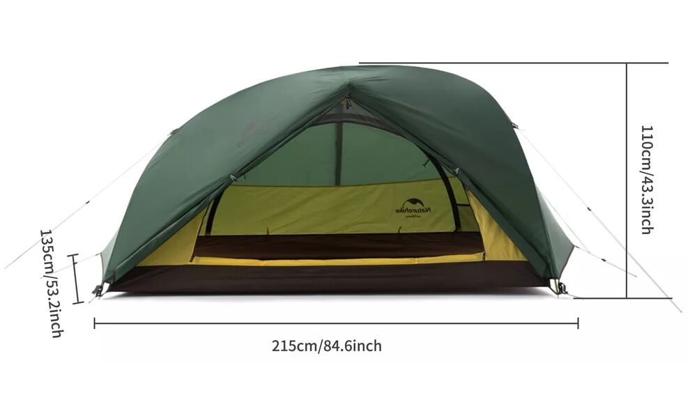 2-місний ультралегкий намет Naturehike NH17T012-T Star-River 2 - 210T: двошаровий, Кількість місць: 2, Колір: Green, зображення 3