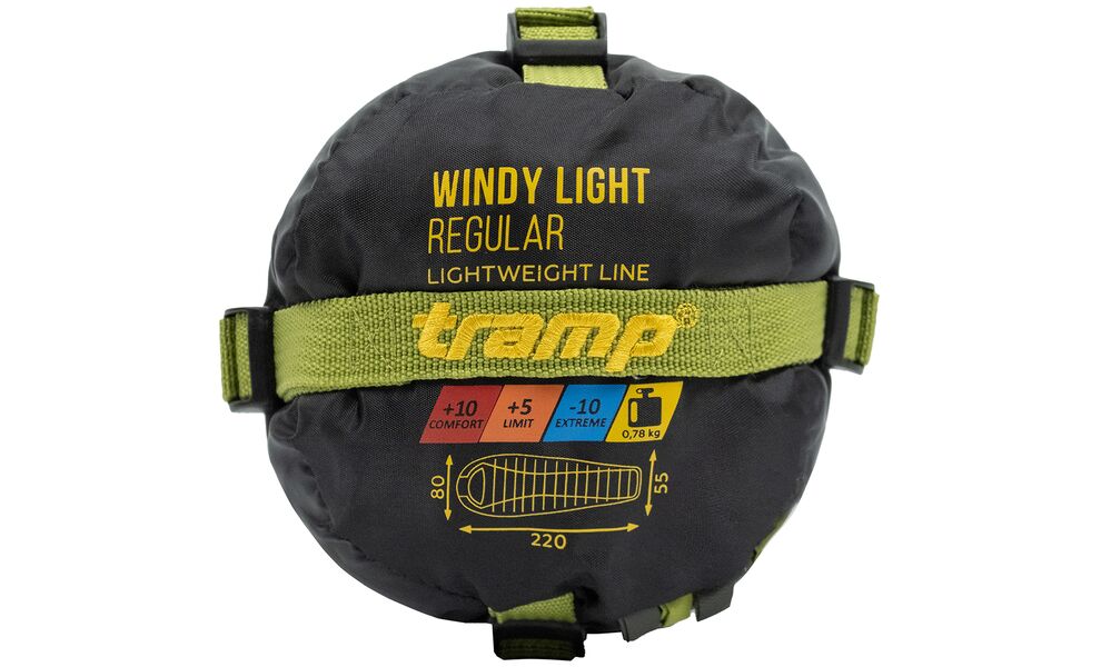 Демісезонний туристичний спальник Tramp Windy Light (Olive) до 5°C: з капюшоном, Максимальний зріст користувача: 195, Колір: Olive, Сторона застібки: права, зображення 11