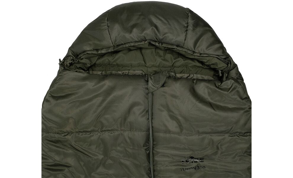 Зимовий туристичний спальник Tribe Yukon 300 T-loft до -15°C: з капюшоном, Максимальний зріст користувача: 200, Колір: Olive, Сторона застібки: центр, зображення 3