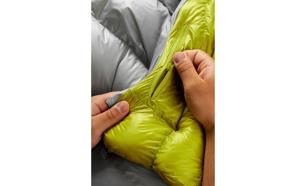 Зимовий пуховий спальник Rab Mythic 400 - Regular до -6°C: з капюшоном, Максимальний зріст користувача: 185, Колір: Cloud, Сторона застібки: ліва, зображення 9