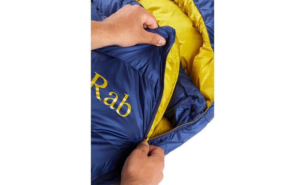 Демісезонний пуховий спальник Rab Neutrino 400 - Regular до -7°C: з капюшоном, Максимальний зріст користувача: 185, Колір: Nightfall Blue, Сторона застібки: права, зображення 6