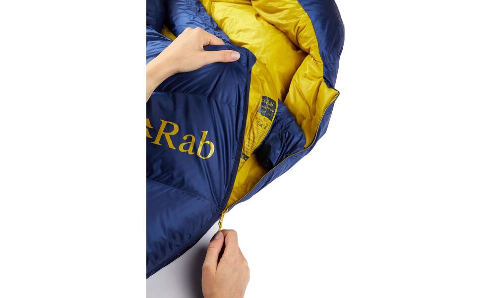 Демісезонний пуховий спальник Rab Neutrino 600 - Wmns Regular до -12°C: з капюшоном, Максимальний зріст користувача: 170, Колір: Nightfall Blue, Сторона застібки: ліва, зображення 5