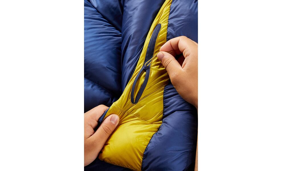 Зимовий пуховий спальник Rab Neutrino 800 - Regular до -22°C: з капюшоном, Максимальний зріст користувача: 185, Колір: Nightfall Blue, Сторона застібки: ліва, зображення 7