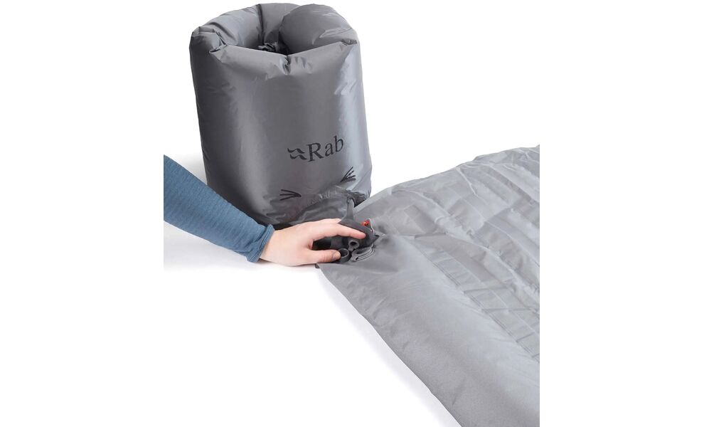 Надувний каремат Rab Stratosphere 5.5 - Regular Wide: з мішком-насосом, Товщина: 8, Тип розміру: Regular Wide, Колір виробника: Graphene, зображення 10