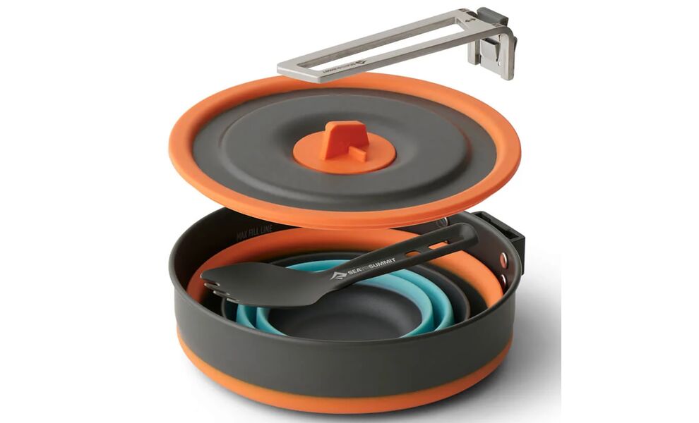Повний похідний набір складного посуду Sea to Summit Frontier One Pot Cook - Set 3P (БЕЗ чохла) на 1 особу: каструля, стакан, ложка-виделка, Тип комплекту: Set 3P, зображення 2