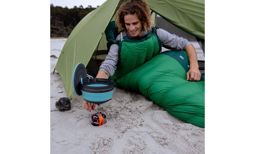 Складна туристична каструля для пальника Sea to Summit Frontier (Aqua Sea Blue) на 2,2 л (з чохлом), харчовий силікон, Об'єм: 2,2, Колір виробника: Aqua Sea Blue, зображення 7