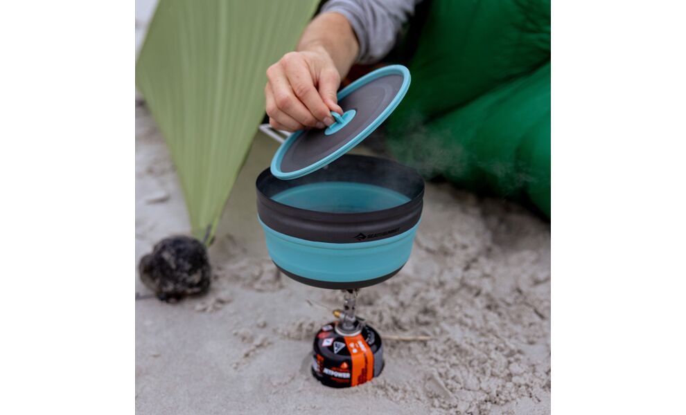 Складна туристична каструля для пальника Sea to Summit Frontier (Aqua Sea Blue) на 2,2 л (БЕЗ чохла), харчовий силікон, Об'єм: 2,2, Колір виробника: Aqua Sea Blue, зображення 8