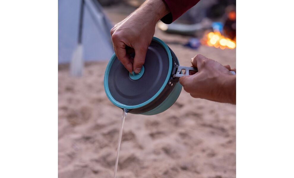 Складна туристична каструля для пальника Sea to Summit Frontier (Aqua Sea Blue) на 2,2 л (з чохлом), харчовий силікон, Об'єм: 2,2, Колір виробника: Aqua Sea Blue, зображення 9