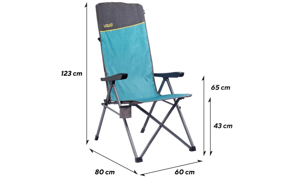 Кемпінгове розкладне крісло з високою спинкою Uquip Justy XL (Petrol), Колір виробника: Petrol, зображення 7