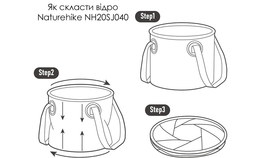 Складне відро Naturehike NH20SJ040 (Green), 10 л, Об'єм: 10, Колір виробника: Green, зображення 4