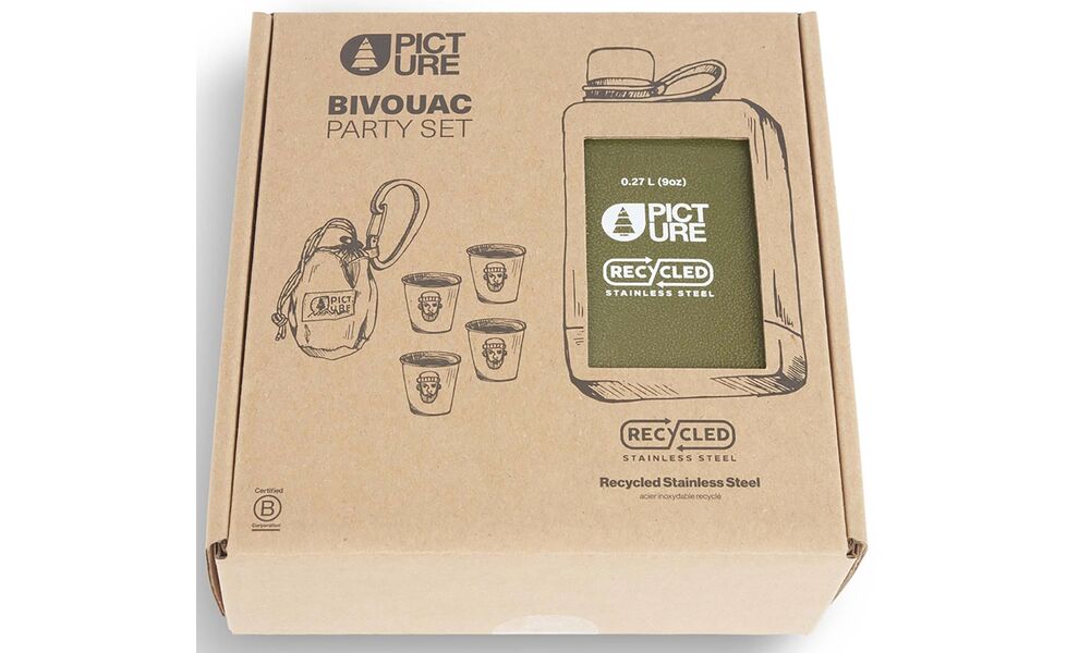 Подарунковий набір Picture Organic Bivouac Party Set (фляга + рюмки), з чохлом, Об'єм: 270, Колір: Military, зображення 8
