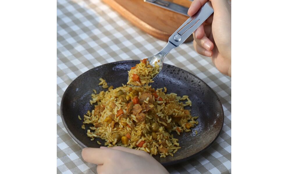 Туристичний набір складних столових приборів з чохлом Roxon C2, 2-в-1 (виделка, ложка), нержавіюча сталь, зображення 10