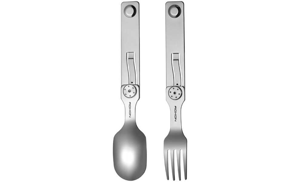 Туристичний набір складних столових приборів з чохлом Roxon C2, 2-в-1 (виделка, ложка), нержавіюча сталь, зображення 2