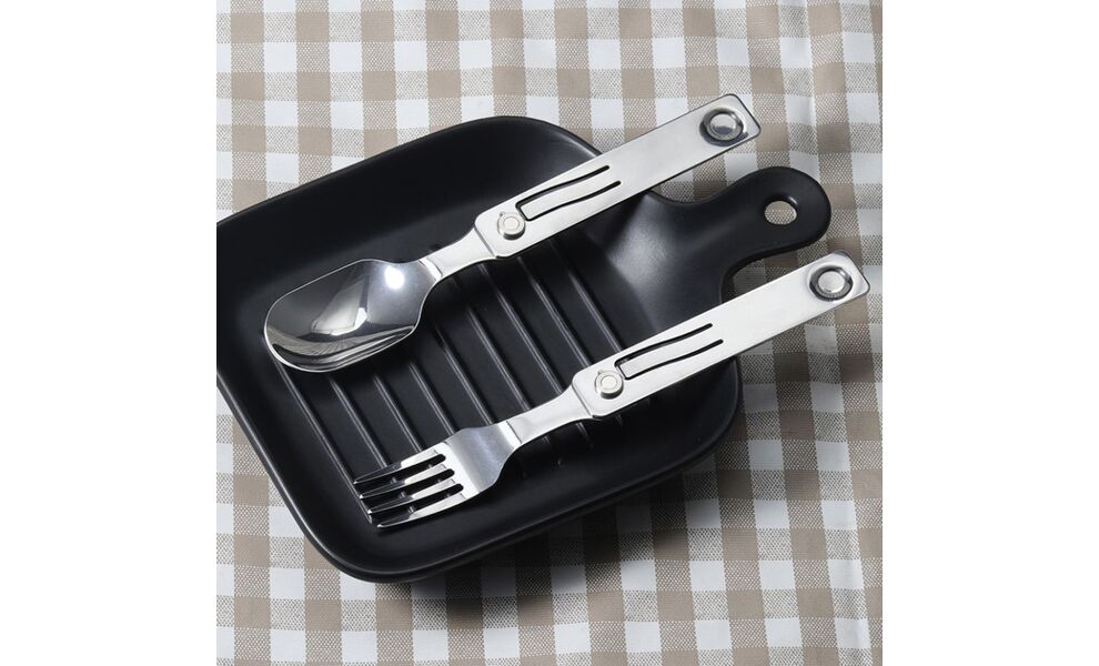 Туристичний набір складних столових приборів з чохлом Roxon C2, 2-в-1 (виделка, ложка), нержавіюча сталь, зображення 7