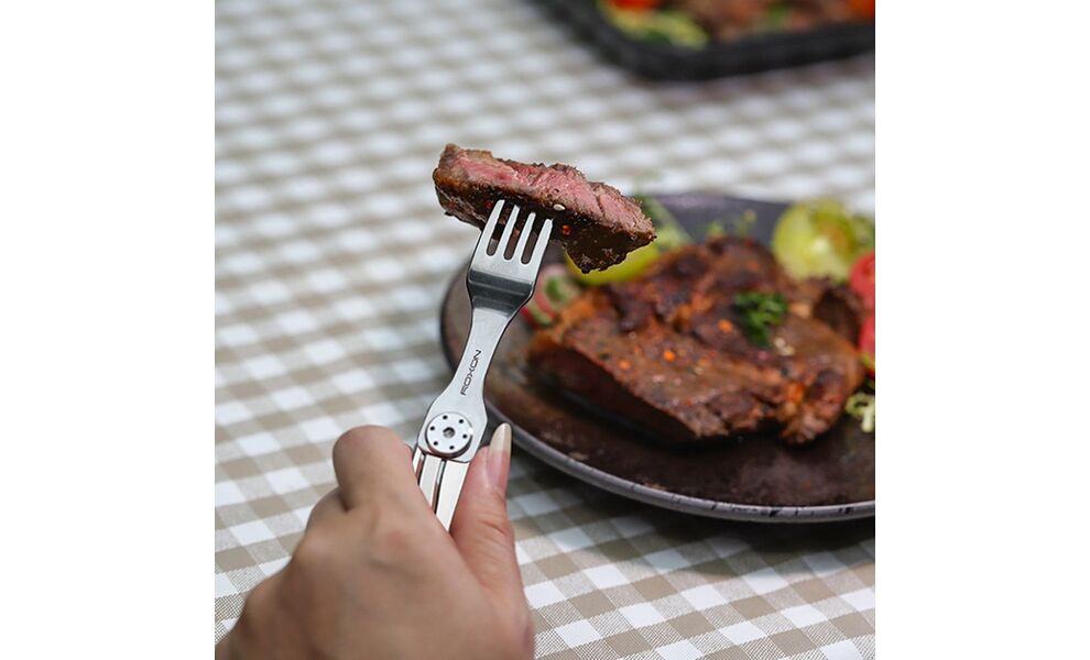 Туристичний набір складних столових приборів з чохлом Roxon C2, 2-в-1 (виделка, ложка), нержавіюча сталь, зображення 9