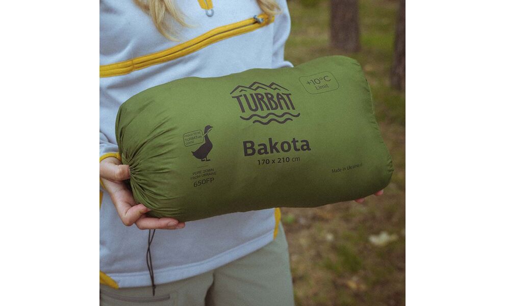 Демісезонний пуховий спальник-ковдра Turbat Bakota (Green) до 10°C, Колір: Green, Сторона застібки: ліва+права, зображення 4