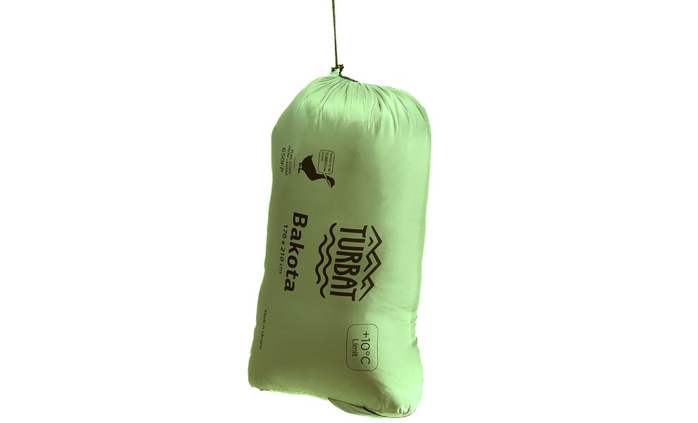 Демісезонний пуховий спальник-ковдра Turbat Bakota (Green) до 10°C, Колір: Green, Сторона застібки: ліва+права, зображення 3