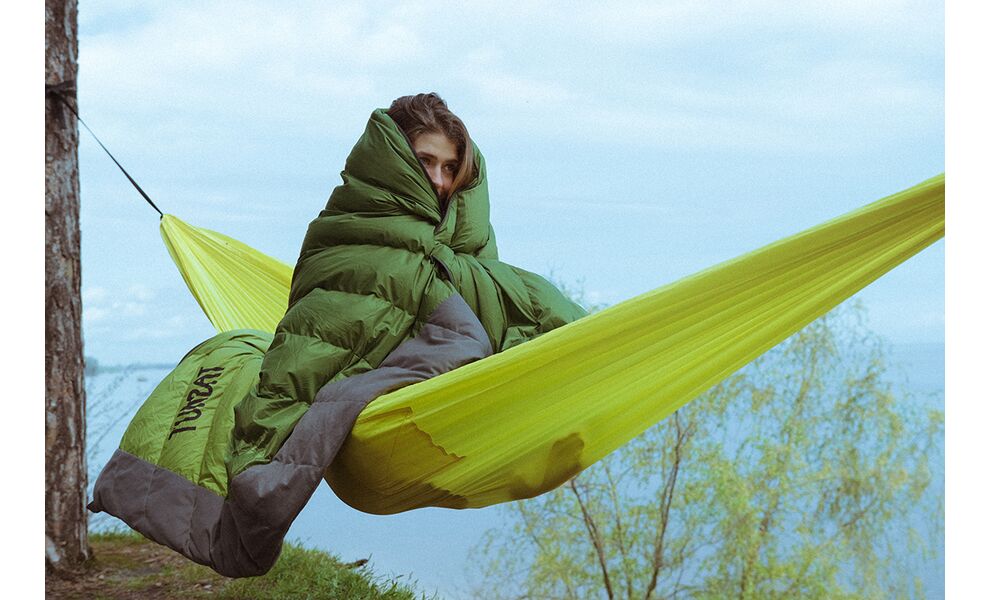 Демісезонний пуховий спальник-ковдра Turbat Bakota (Green) до 10°C, Колір: Green, Сторона застібки: ліва+права, зображення 10